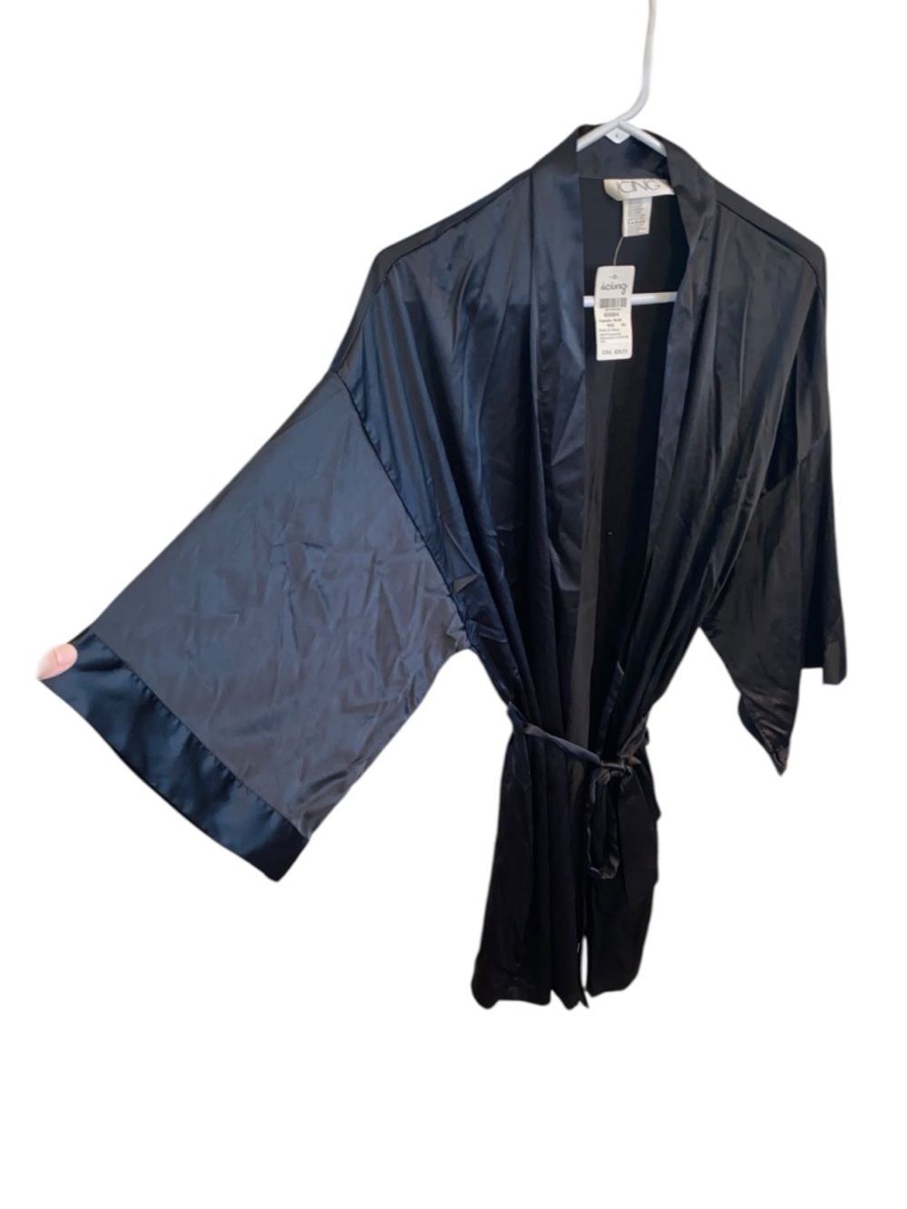 Icing Bridesmaid Black Rhinestone Satin Get Ready Robe Wedding Party Gift - Picture 5 of 11